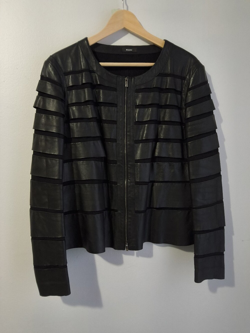 Riani Black Lamb Nappa Leather Jacket Size 14